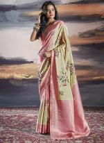 Pure Sattin Beige Party Wear Weaving Saree